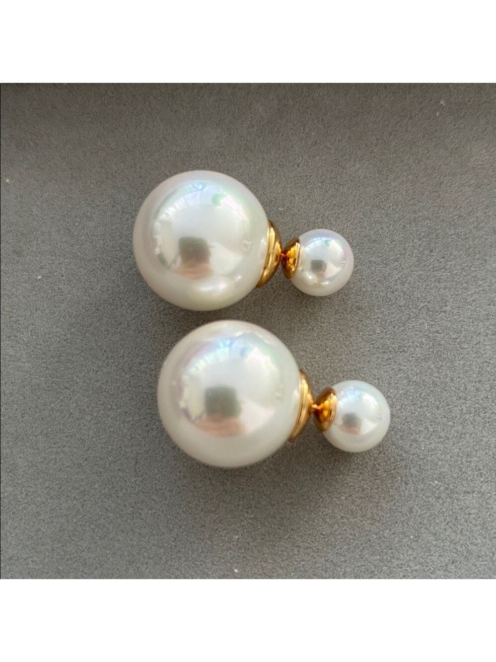 Creamy Swarovski Crystal Double Pearl Earrings